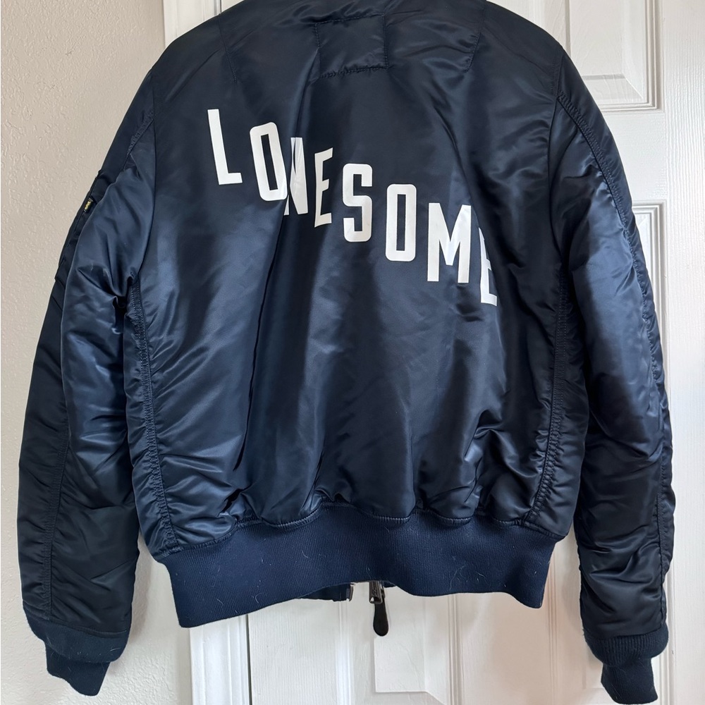 Rolling Stones Lonesome Alpha MA-1 Bomber Jacket Jacket Navy Blue Men’s Large - Picture 3 of 7